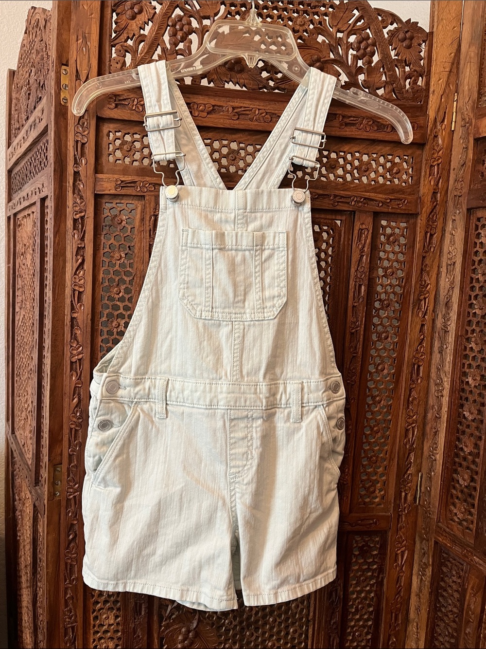 SO Light Wash Denim Short Overalls